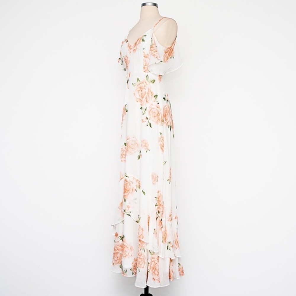 Lulu's White Maxi Dress with Blush Floral Print - Picture 7 of 12